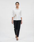 Fly High Shirt in white — cream-toned embroidery with sequin accents — House of NSJ