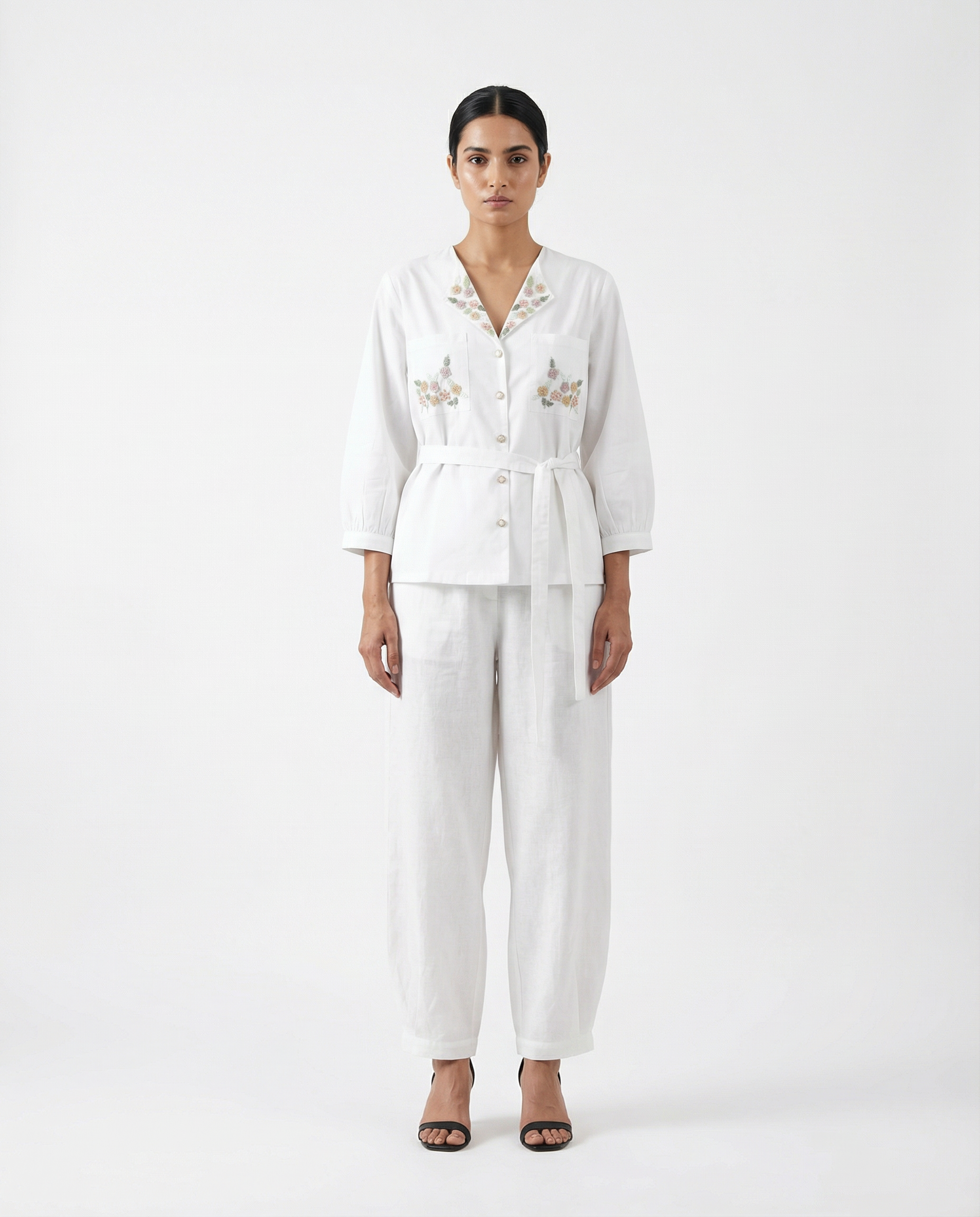 Nova Collar Shirt — hand embroidery on collar and pockets — House of NSJ