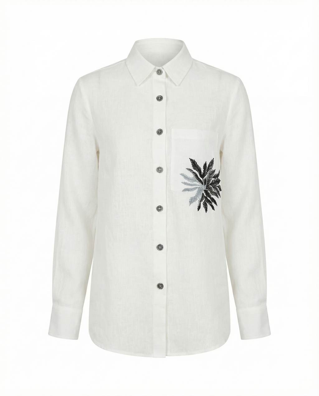 Off Duty Shirt — botanical sequin embroidery detail — House of NSJ