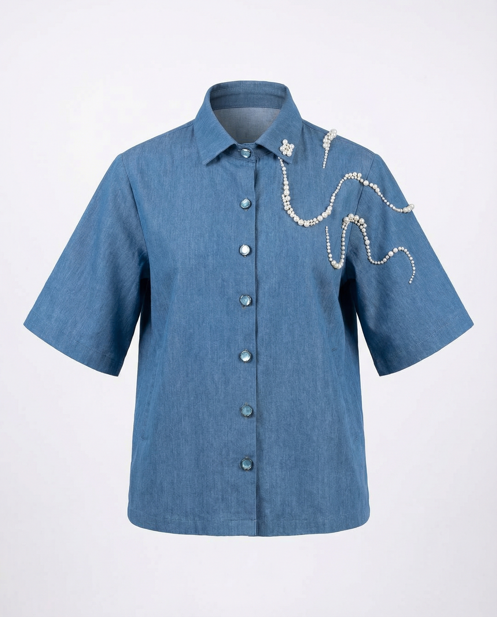 Sweet Escape Denim Set — embroidered denim shirt and pants co-ord — House of NSJ