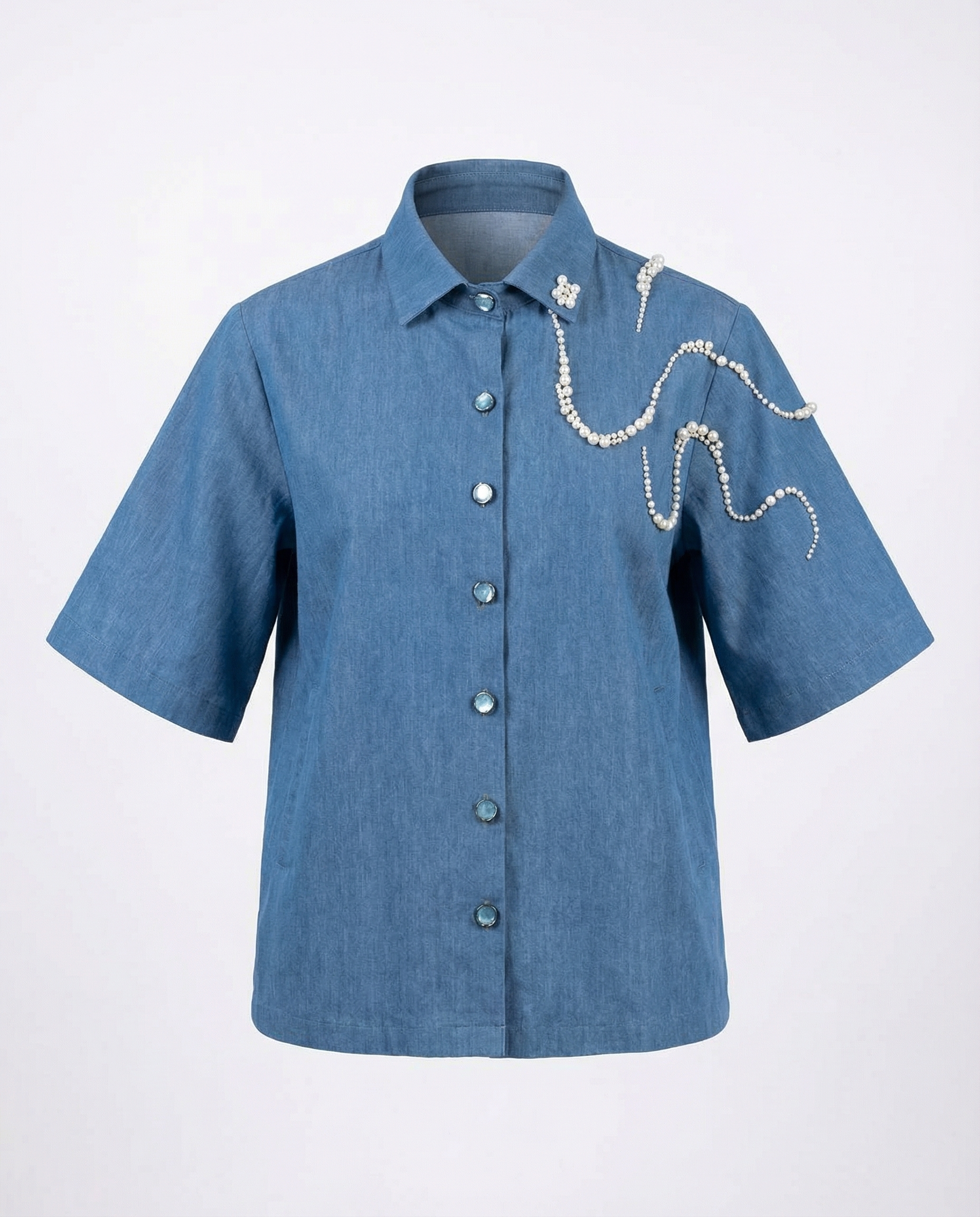 Sweet Escape Denim Set — embroidered denim shirt and pants co-ord — House of NSJ