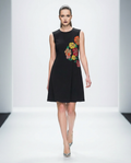 Luna Sleeveless Dress in black — hand-embroidered floral motifs — House of NSJ