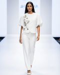 Signature Sculpt Top in white — hand embroidery along the front — House of NSJ