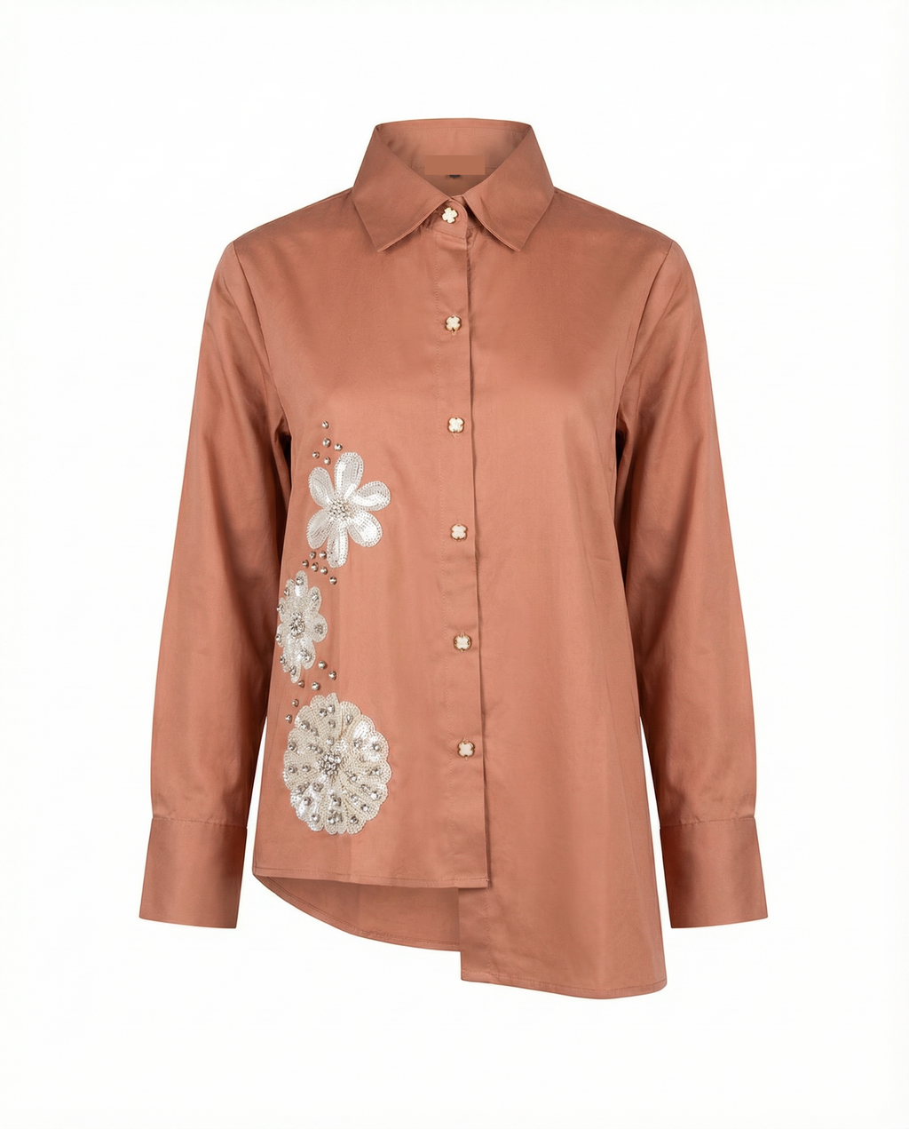 Blush Bloom Shirt — classic collar cotton artisanal shirt — House of NSJ