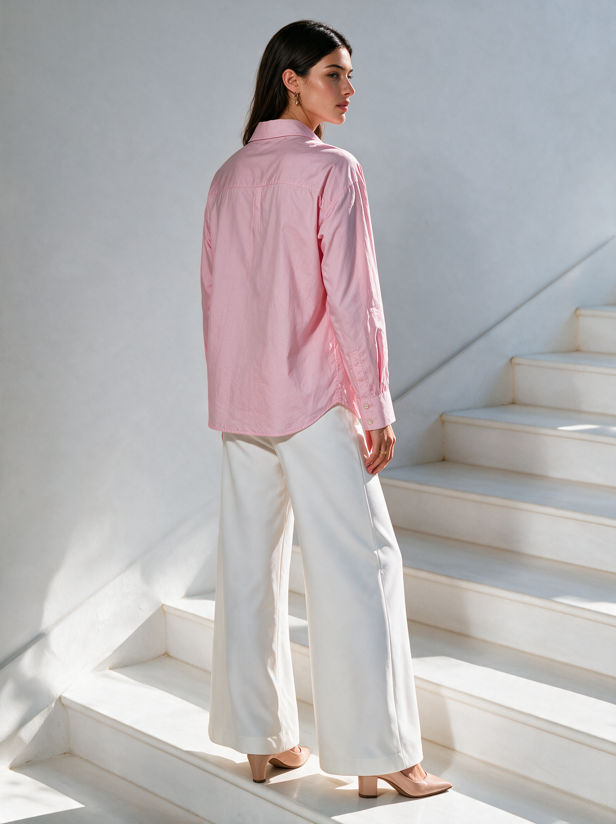 Blush Bloom Shirt Pink back view — House of NSJ