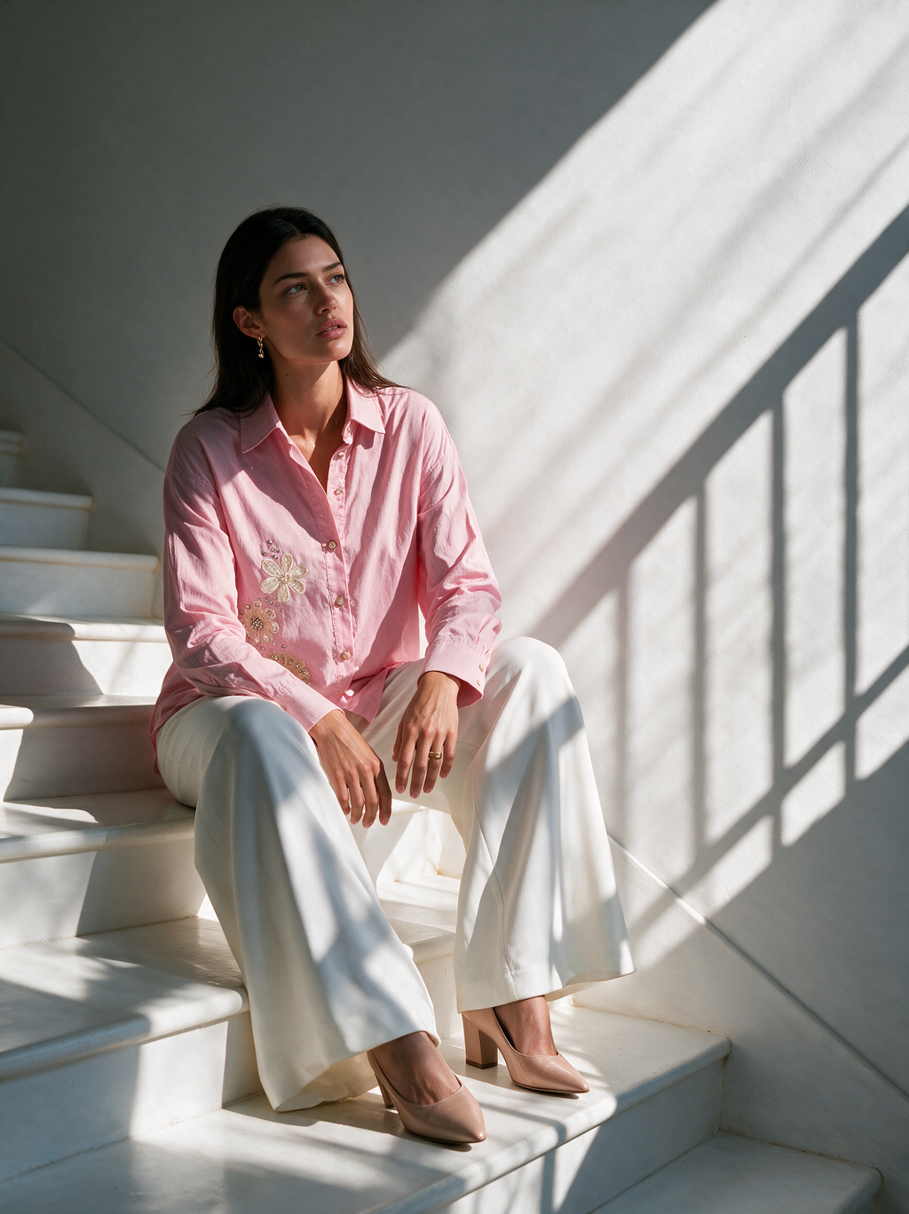 Blush Bloom Shirt Pink styling view — House of NSJ
