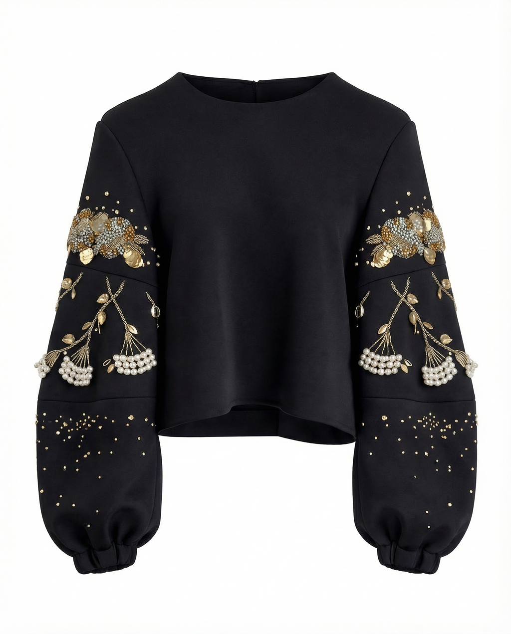Dainty Bloom Top — artisanal hand-embroidered neoprene top — House of NSJ
