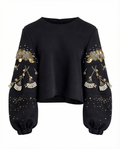 Dainty Bloom Top — artisanal hand-embroidered neoprene top — House of NSJ