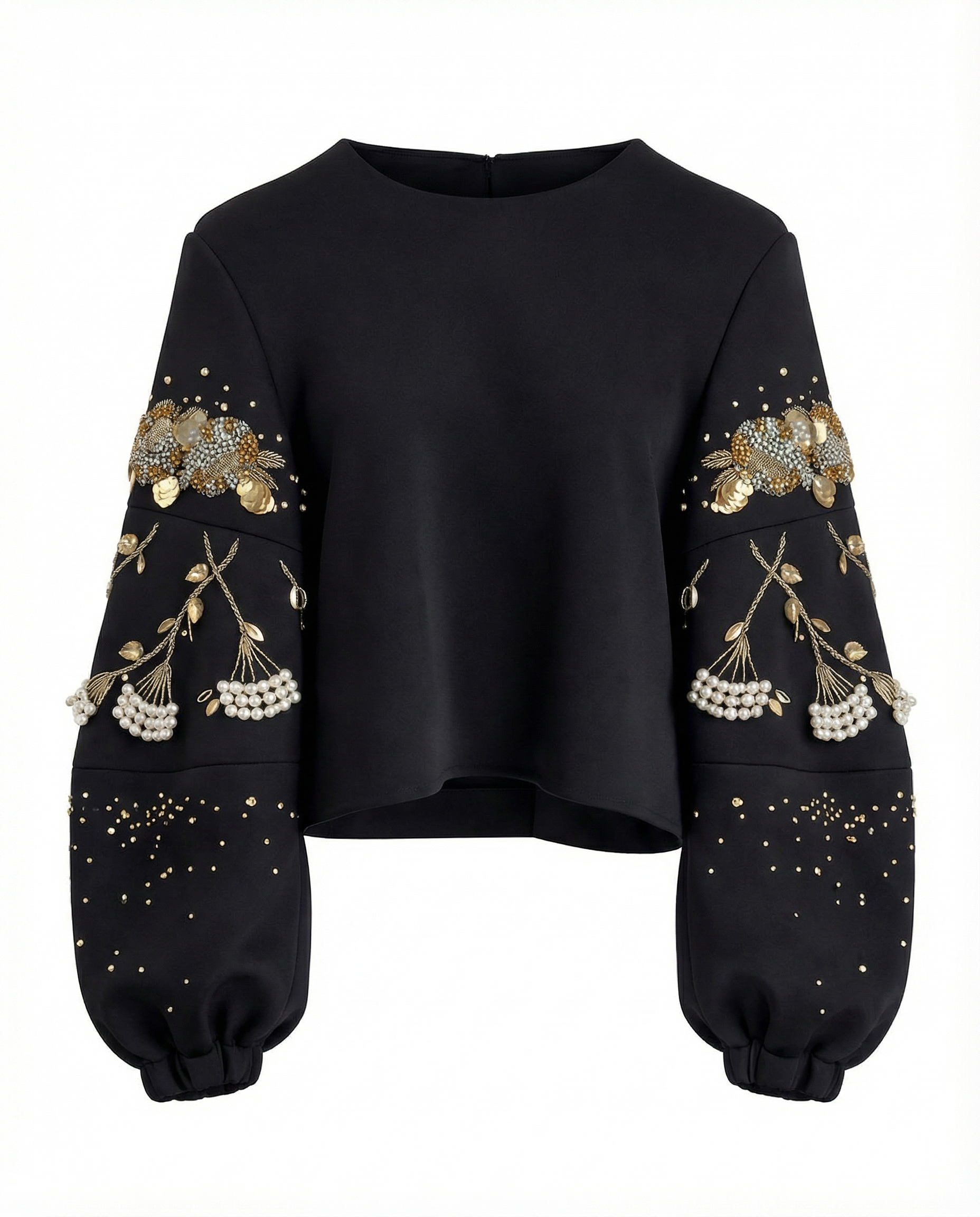 Dainty Bloom Top — artisanal hand-embroidered neoprene top — House of NSJ