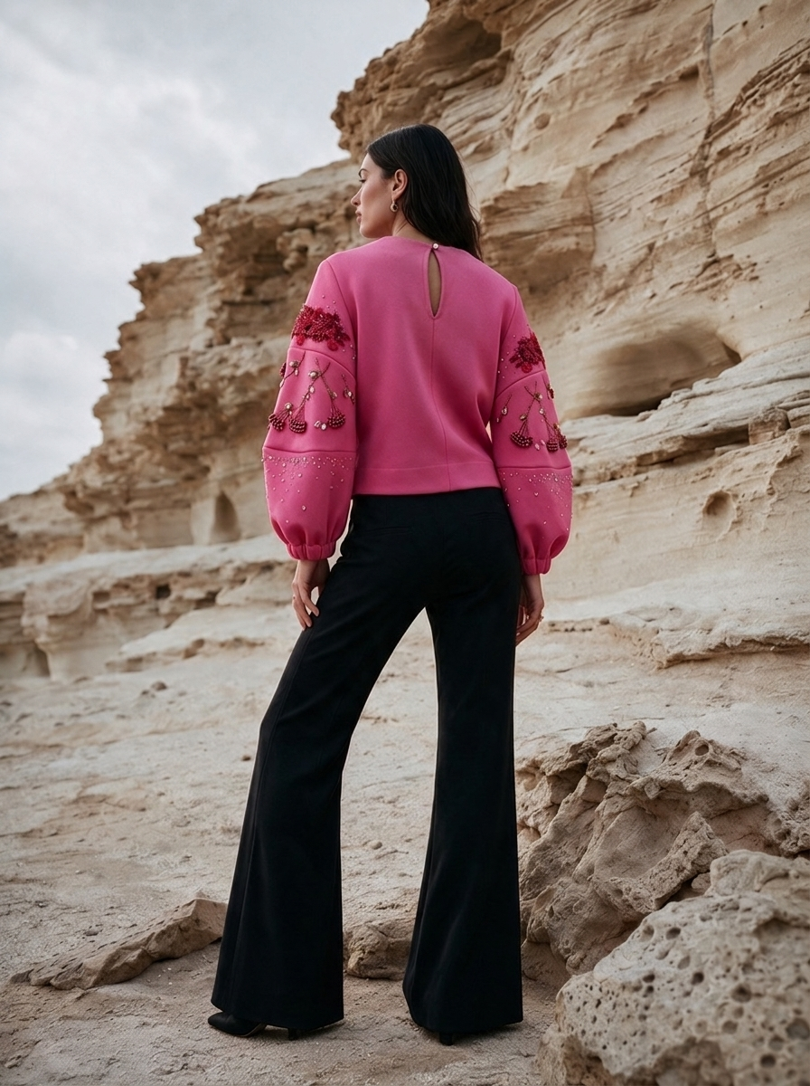 Dainty Bloom Top pink back view — House of NSJ