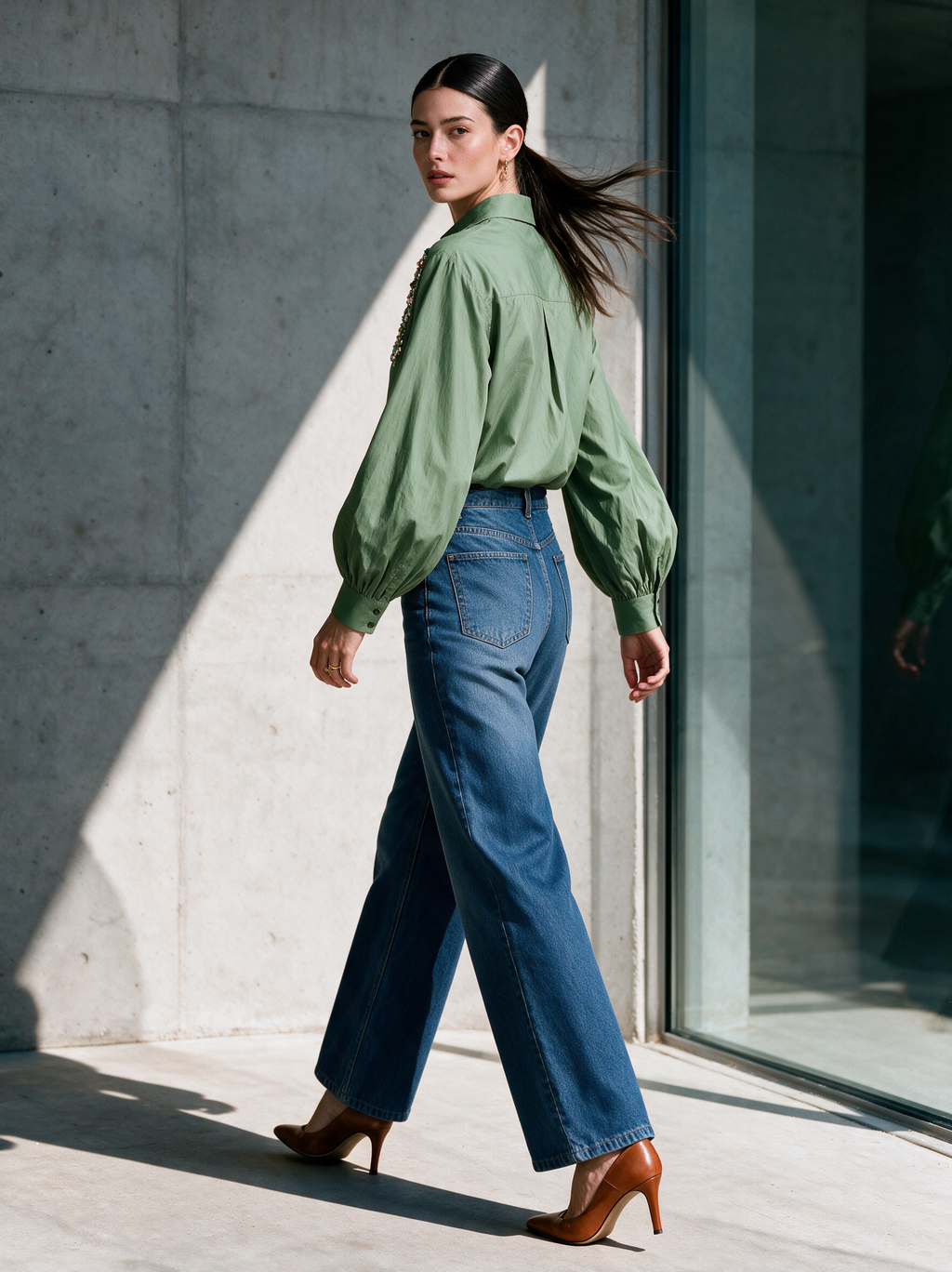Aura Shirt Green — Side View — House of NSJ