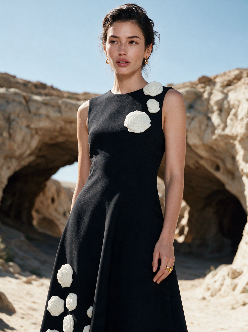 Dreamscape Dress white floral styled view — House of NSJ