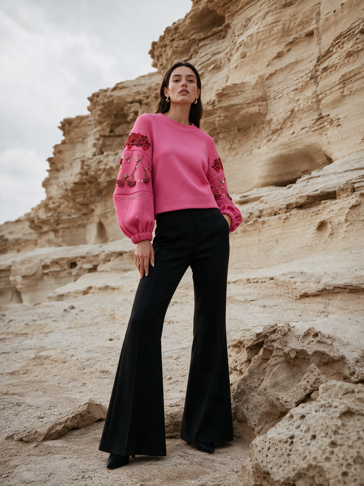 Dainty Bloom Top pink front view — House of NSJ