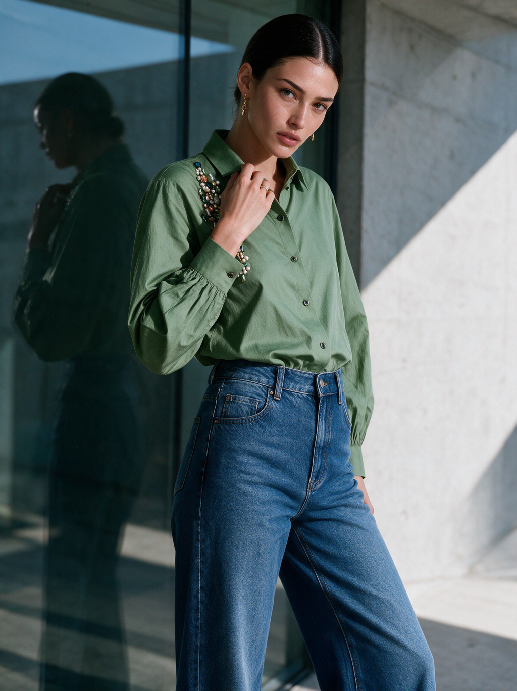 Aura Shirt Green — Back View — House of NSJ