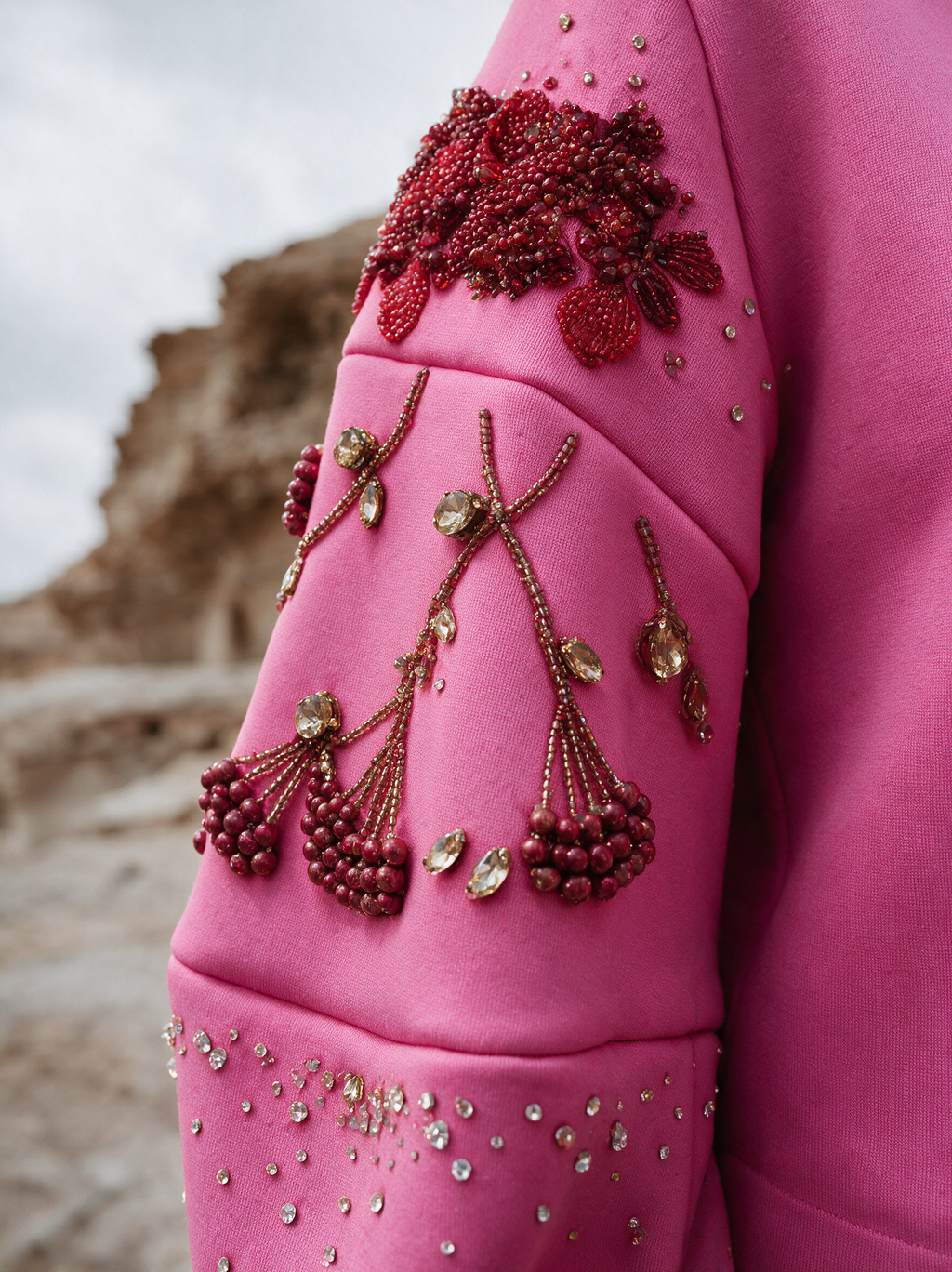Dainty Bloom Top pink embroidery detail — House of NSJ