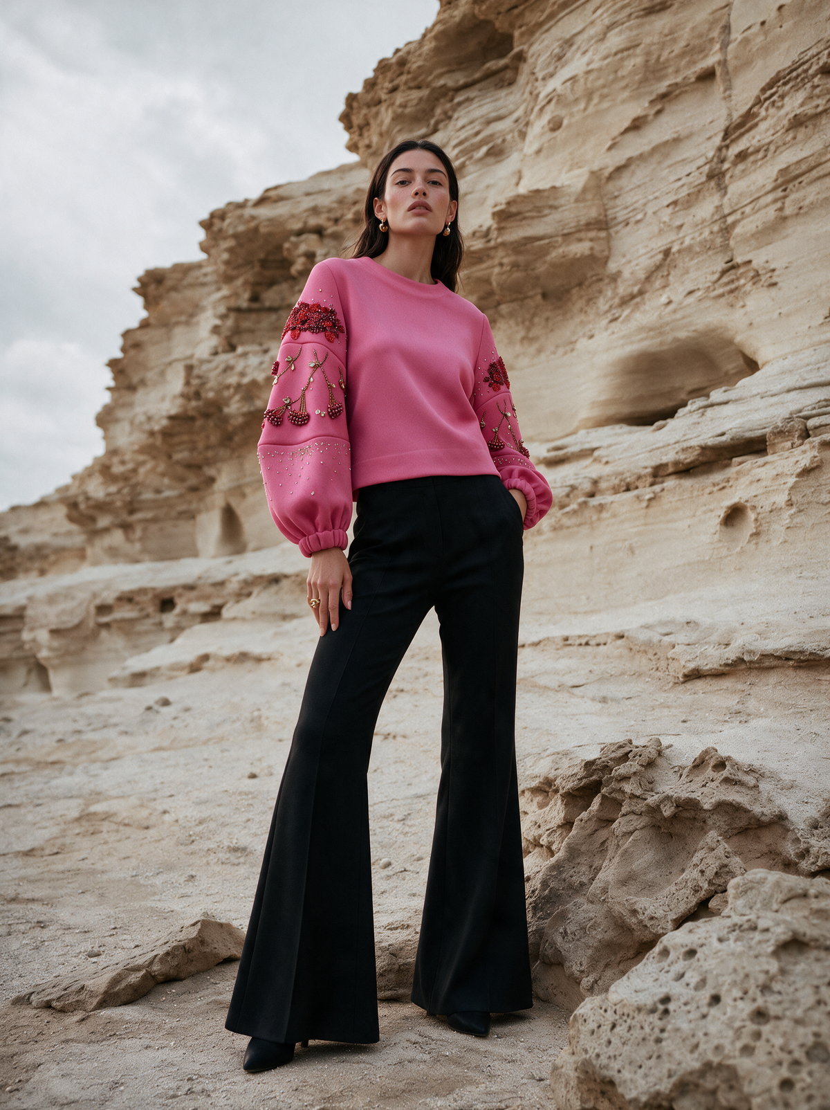 Dainty Bloom Top pink detail view — House of NSJ