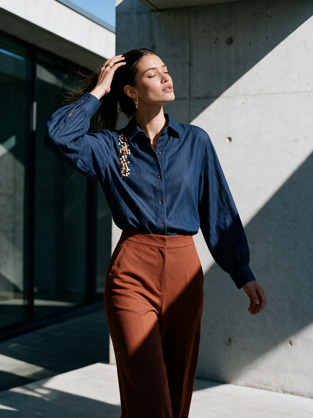 Aura Shirt Blue — Detail View — House of NSJ