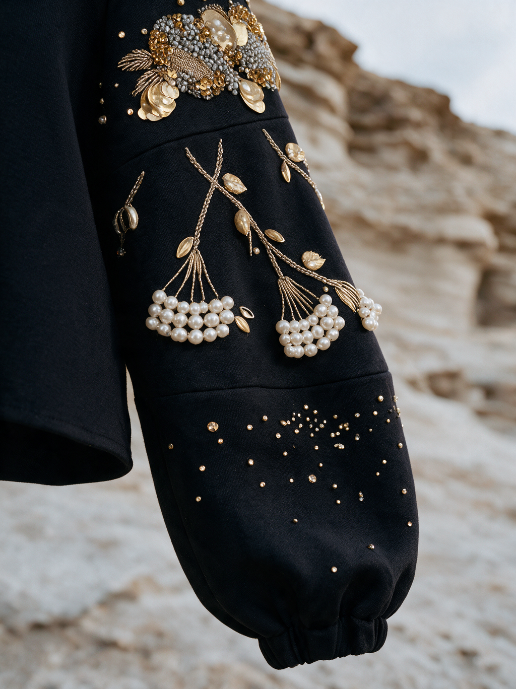 Dainty Bloom Top black embroidery detail — House of NSJ