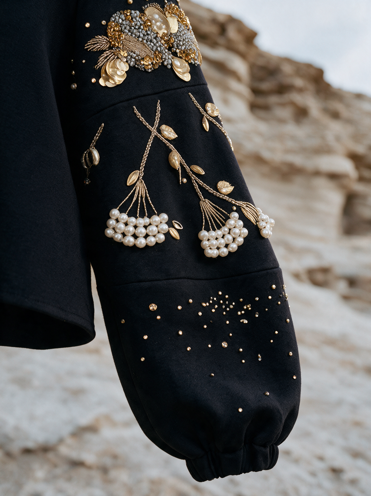 Dainty Bloom Top black embroidery detail — House of NSJ