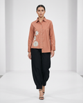 Blush Bloom Shirt — hand embroidery on one side — House of NSJ