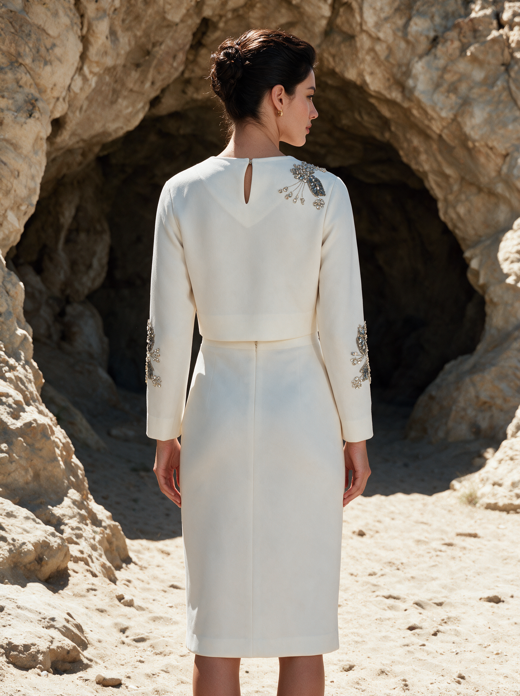 House of NSJ Ivory Petal Top and Skirt back view