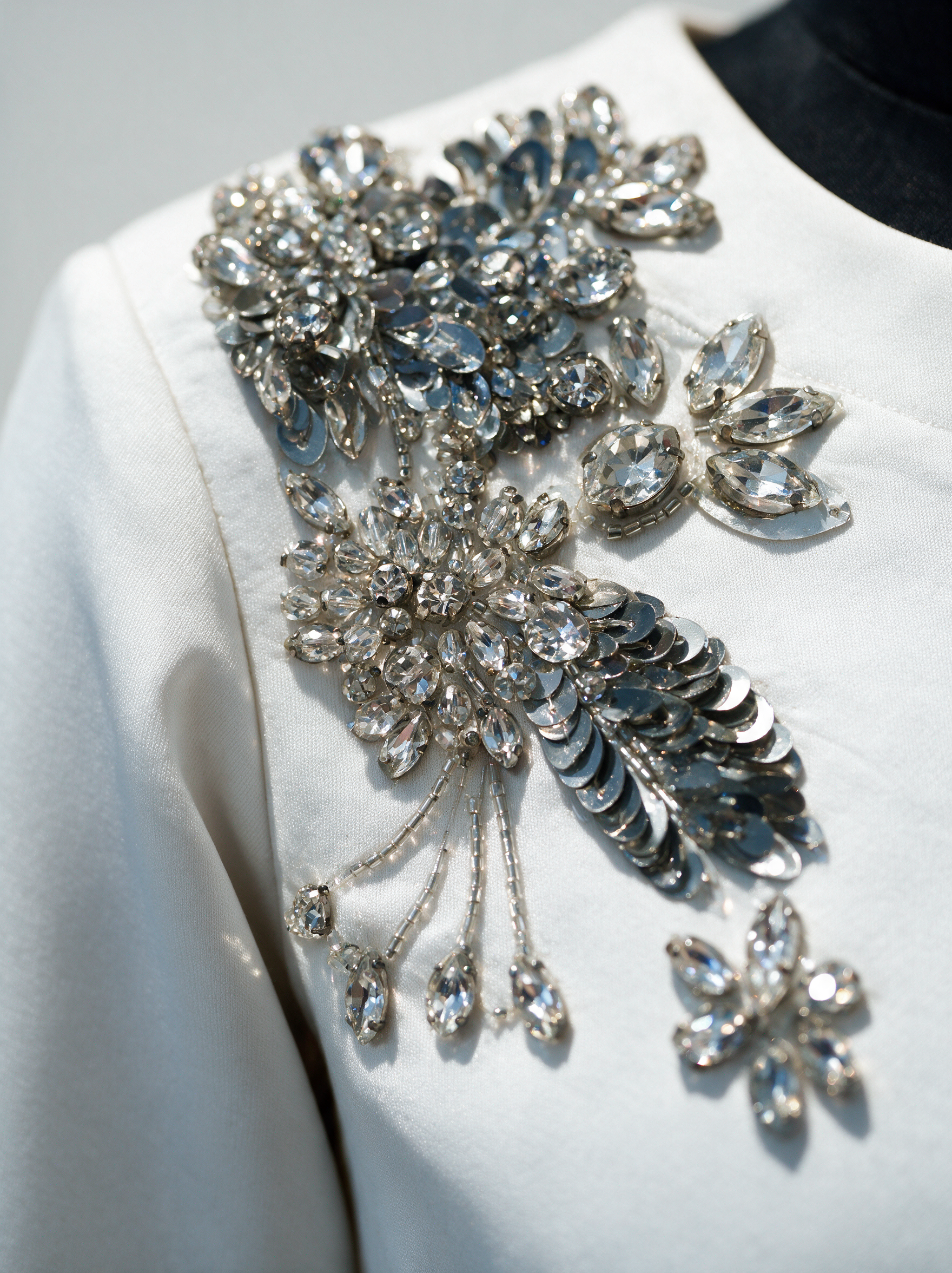 House of NSJ Ivory Petal embroidery close-up