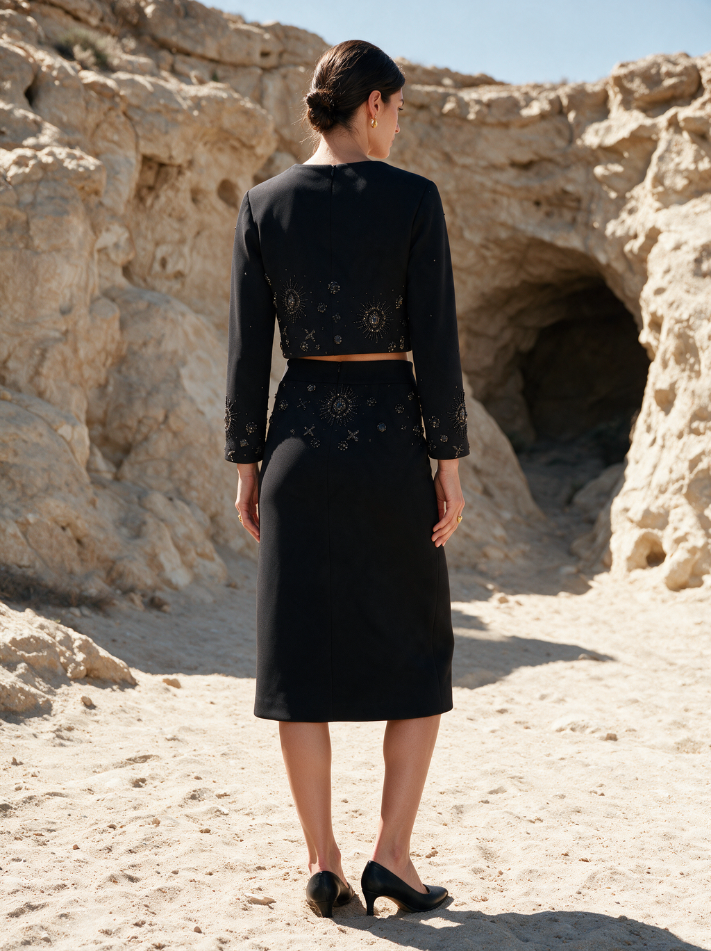 House of NSJ Moonlit co-ord black back view