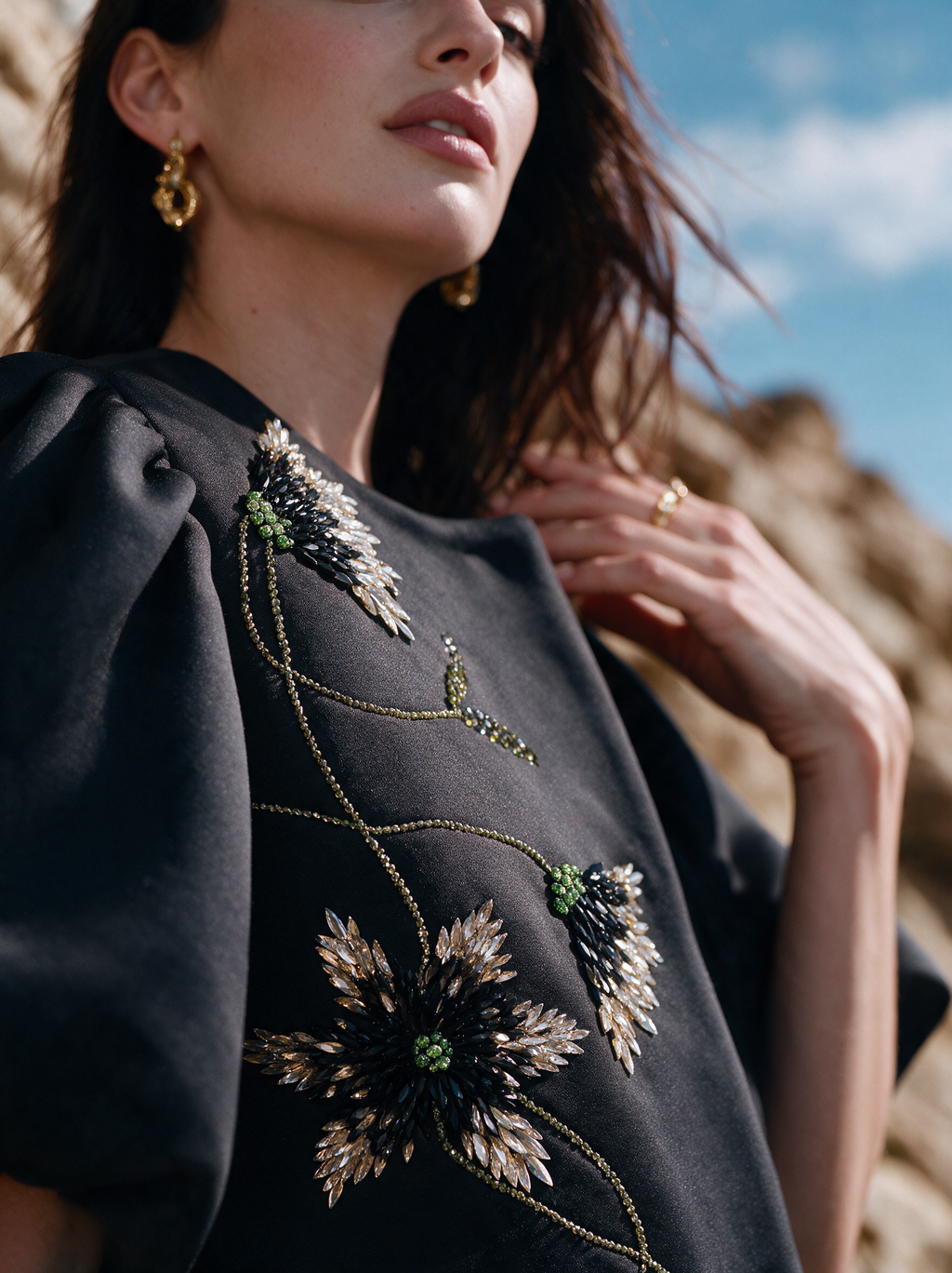 House of NSJ Signature Top black embroidery close-up