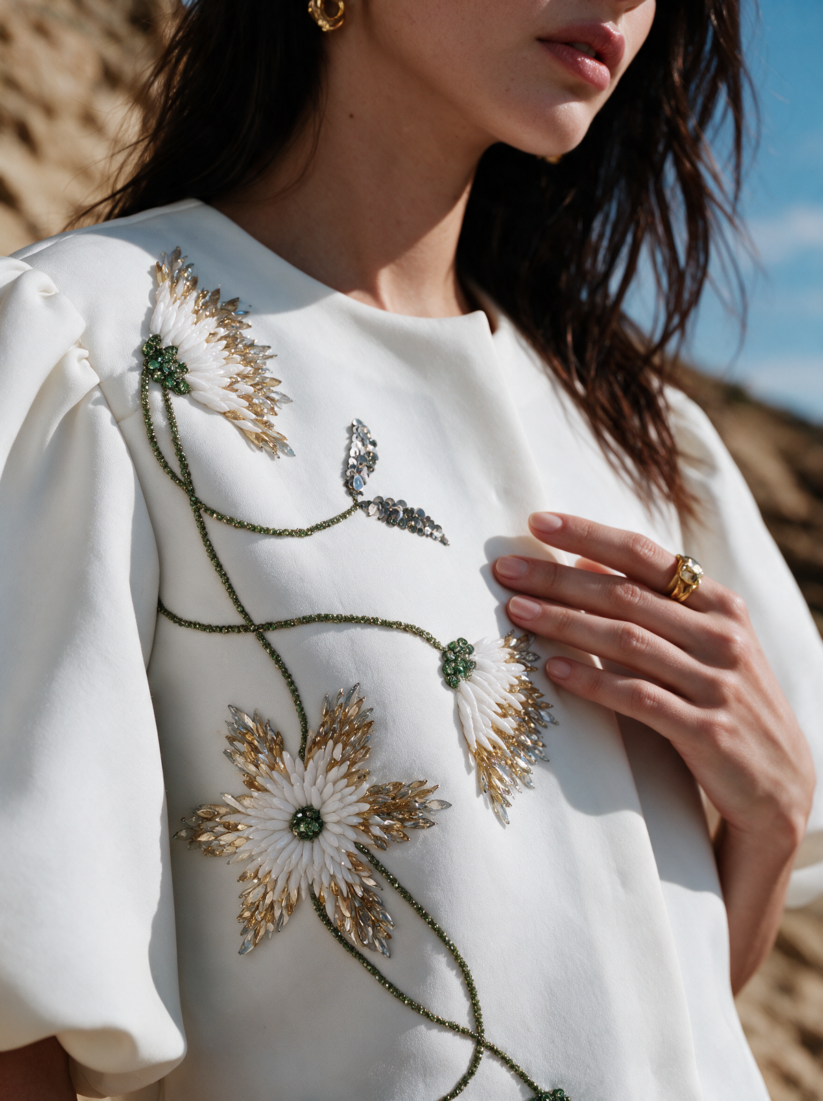 House of NSJ Signature Top white embroidery close-up